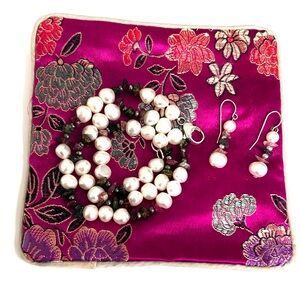 Honora pearl necklace & earrings set 925 sterling